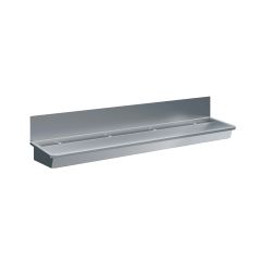 Handenwasbak / Handendroger RVS Wasbak 4 Kranen Nclusief Afvoerplug En Spatscherm, excl. - 240x46,8x43,8 cm Combisteel 7013.4615
