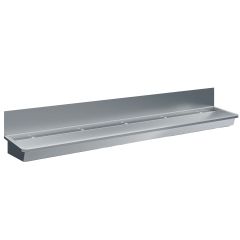 Handenwasbak / Handendroger RVS Wasbak 5 Kranen Nclusief Afvoerplug En Spatscherm, excl. - 300x46,8x43,8 cm Combisteel 7013.4620