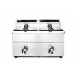 Inductie friteuse met aftapkraan - 2 x 8 l RVS Hendi HEN 215029