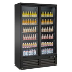 Koelkast 2 Glasdeuren Zwart Ceb-1200R Bl - 125x70,5x205 cm Combisteel 7526.0105