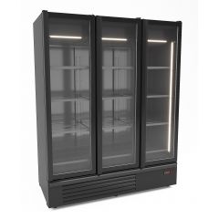 Koelkast 3 Glasdeuren Zwart 1555L - 162x79x214 cm Combisteel 7072.1120