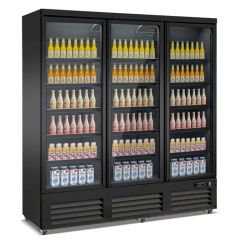 Koelkast 3 Glasdeuren Zwart Ceb-1600R Bl - 188x70,5x205 cm Combisteel 7526.0110