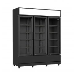Koelkast 3 Glasdeuren Zwart Fcu-1200 Bl - 160x61x197,3 cm Combisteel 7455.2115