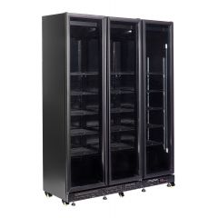 Koelkast 3 Glasdeuren Zwart Nap-1200 Ht - Met Deurverwarming - 160x60x210 cm Combisteel 7455.1925
