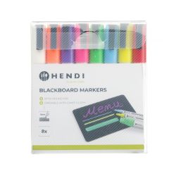 Krijtstiften 3 mm 1 witte, 1 rode, 1 blauwe, 1 groene, 1 gele, 1 paarse, 1 oranje en 1 roze stift Hendi HEN 664278