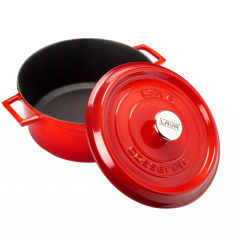 Lava Gietijzeren Braadpan Ø24 Rood - 32x25x12,5 cm Combisteel 7013.2900