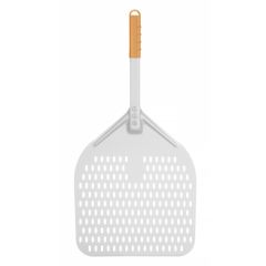 Pizzaschep vierkant geperforeerd met korte handgreep Aluminium Hendi HEN 618066