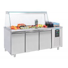 Saladette / Saladebar 3 Deuren 4X 1/1 GN Pan - 186,5x70x85 cm Pro Line Combisteel 7489.5155