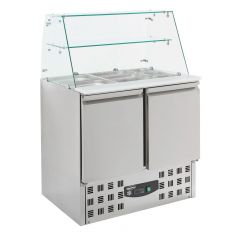 Saladette / Saladebar Gekoelde Glasopstand 2 Deurs - 90x70x85 cm Compact Line Combisteel 7950.0400