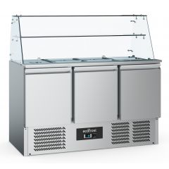 Saladette / Saladebar Gekoelde Glasopstand 3 Deurs - 136,5x70x85 cm Combisteel 7950.5110