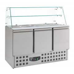Saladette / Saladebar Gekoelde Glasopstand 3 Deurs - 136,5x70x85 cm Compact Line Combisteel 7950.0405