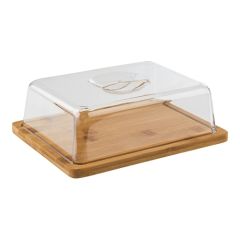 Serveerplateau met afdekkap 24x19 cm bamboe afdekkap EMGA EMG 130188