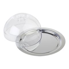 Serveerplateau met afdekkap Ø22 cm RVS afdekkap EMGA EMG 130171
