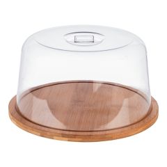 Serveerplateau met afdekkap Ø25 cm bamboe afdekkap EMGA EMG 130187