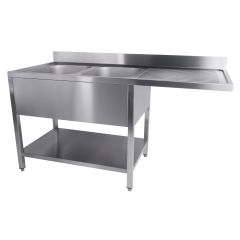 Spoeltafel Bodem Met Uitsp. Vaatwasser 2 Links - 160x70x85 cm Combisteel 7333.1420