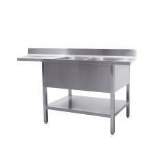 Spoeltafel Met 2 Wasbakken, Rechts - 700 Mm Diepte, 2000 Mm Saro 700-2620R