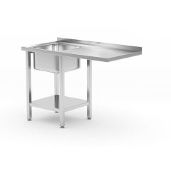 Spoeltafel met plank en ruimte voor onderbouwvaatwasser RVS links Hendi HEN 237519