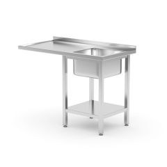 Spoeltafel met plank en ruimte voor onderbouwvaatwasser RVS rechts Hendi HEN 237526