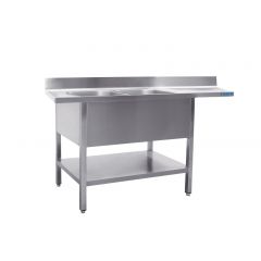 Spoeltafel Met Twee Wasbakken, Links - 600 Mm Diepte, 2000 Mm Saro 600-2620L