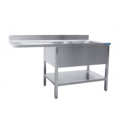 Spoeltafel Met Twee Wasbakken, Rechts - 600 Mm Diepte, 1800 Mm Saro 600-2615R