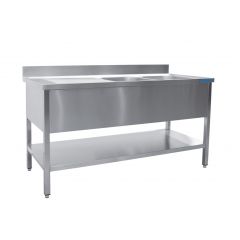 Spoeltafel Met Twee Wasbakken Volledige Onderbouw, Rechts Saro 600-2545R