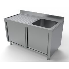 Spoeltafel Schuifdeuren 1 Rechts - 140x70x85 cm Combisteel 7333.0915