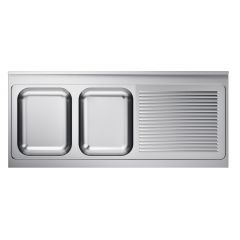 Spoeltafelblad 2 Links - 160x70x4 cm Combisteel 7013.1160