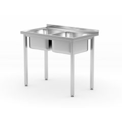 Tafel met 2 spoelbakken – met bouten RVS Hendi HEN 817049