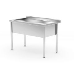 Tafel met enkele spoelbak – gelast, diepte 700 mm, kamerhoogte 300 mm RVS Hendi HEN 812853