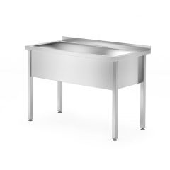 Tafel met enkele spoelbak – gelast, diepte 700 mm, kamerhoogte 300 mm RVS Hendi HEN 812860