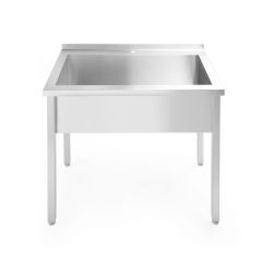 Tafel met enkele spoelbak, zonder spatrand - geschroefd, diepte 600 mm RVS Hendi HEN 811023