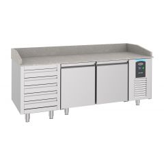 Voorbereidingstafel / Pizzatafel Pizzawerkbank 2 Deuren 5 Laden - 210x80x108 cm Pro Line Combisteel 7489.5235