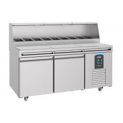 Voorbereidingstafel / Pizzatafel Pizzawerkbank 2 Deuren 9X 1/3 GN Pan - 179x85x136 cm Combisteel 7489.5300