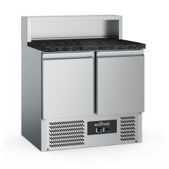 Voorbereidingstafel / Pizzatafel Pizzawerkbank 2 Deurs 5X1/6GN Pan Zwart Graniet Werkblad - 90x70x107,5 cm Combisteel 7950.5091