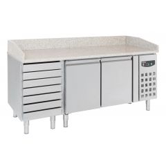 Voorbereidingstafel / Pizzatafel Pizzawerkbank 2 Deurs 7 Laden - 202,5x80x100 cm Standard Line Combisteel 7950.0042