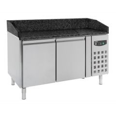 Voorbereidingstafel / Pizzatafel Pizzawerkbank 2 Deurs Zwart Graniet Werkblad - 151x80x100 cm Combisteel 7950.0050