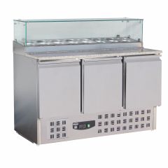 Voorbereidingstafel / Pizzatafel Pizzawerkbank 3 Deuren - 136,8x70x118 cm Compact Line Combisteel 7450.0220