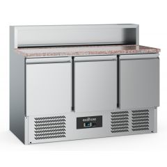 Voorbereidingstafel / Pizzatafel Pizzawerkbank 3 Deurs 8X1/6GN Pan - 136,5x70x107,5 cm Combisteel 7950.5095