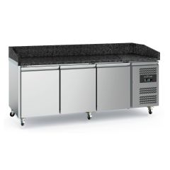Voorbereidingstafel / Pizzatafel Pizzawerkbank 3 Deurs Graniet Met Wielen - 202x80x100 cm Combisteel 7950.5142