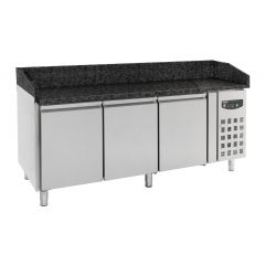 Voorbereidingstafel / Pizzatafel Pizzawerkbank 3 Deurs Zwart Graniet Werkblad - 202,5x80x100 cm Combisteel 7950.0054
