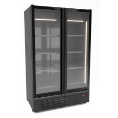 Vrieskast 2 Glasdeuren Zwart 1230L - 130,6x85,2x208,2 cm Combisteel 7072.1140