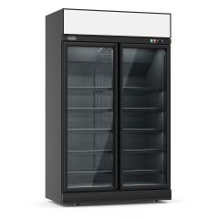 Vrieskast 2 Glasdeuren Zwart Ins-1000F Bl - 125,3x71x209,2 cm Combisteel 7455.2425