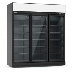 Vrieskast 3 Glasdeuren Zwart Ins-1530F Bl - 188x71x209,2 cm Combisteel 7455.2435