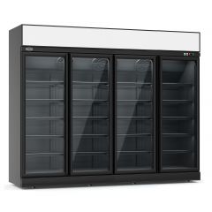 Vrieskast 4 Glasdeuren Zwart Ins-2060F Bl *Transport Op Aanvraag* - 250,8x71x209,2 cm Combisteel 7455.2445