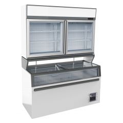 Wandvrieskast Wit 2 Glasdeuren - 145,4x89x211 cm Combisteel 7455.2520