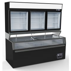 Wandvrieskast Zwart 3 Glasdeuren - 210,4x89x211 cm Combisteel 7455.2535